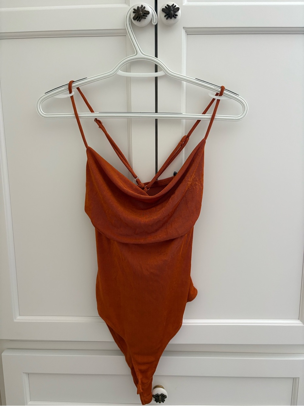Forever 21 Rust Orange Cowl Neck Bodysuit